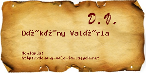 Dékány Valéria névjegykártya